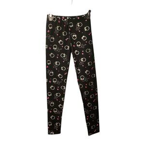 Gap Kids Girls Black Leggings Headphones Hearts Print XXL 14-16 Cotton Blend NWT